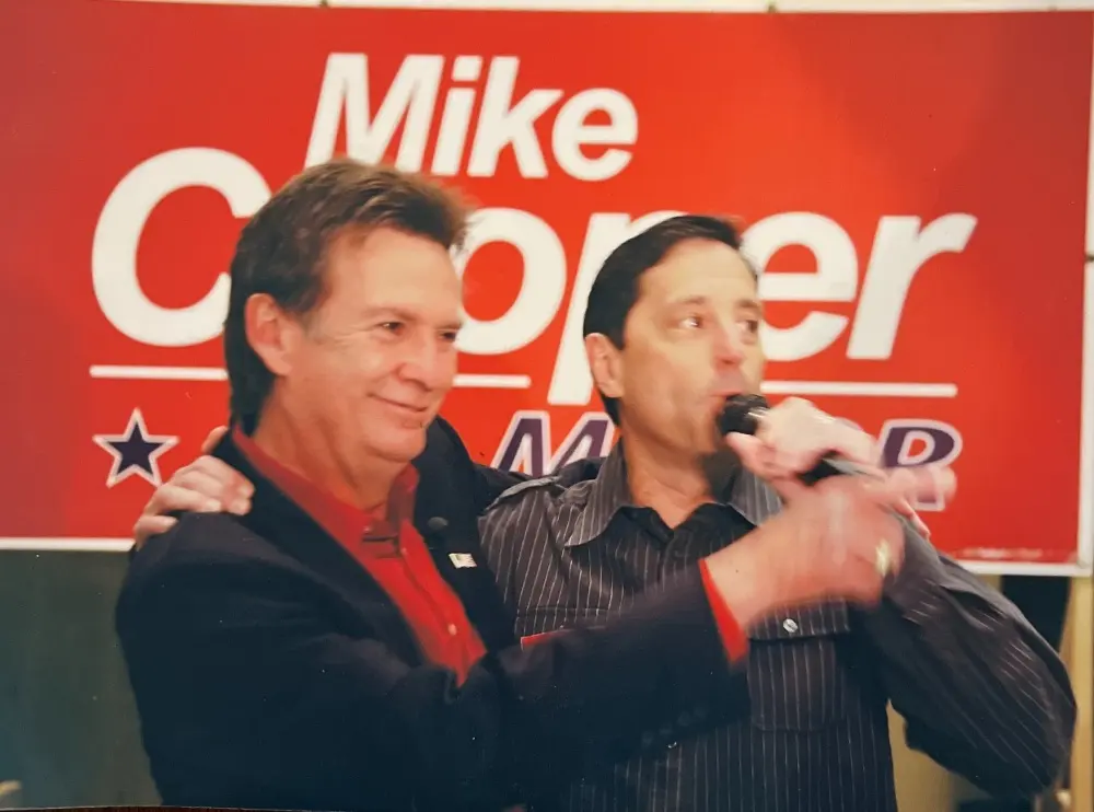 Bruce Cucchiara and Mike Cooper at a campaign rally for the 2019 Parish Presidential race.