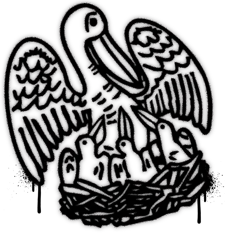 Louisiana Pelican Seal in spray paint design