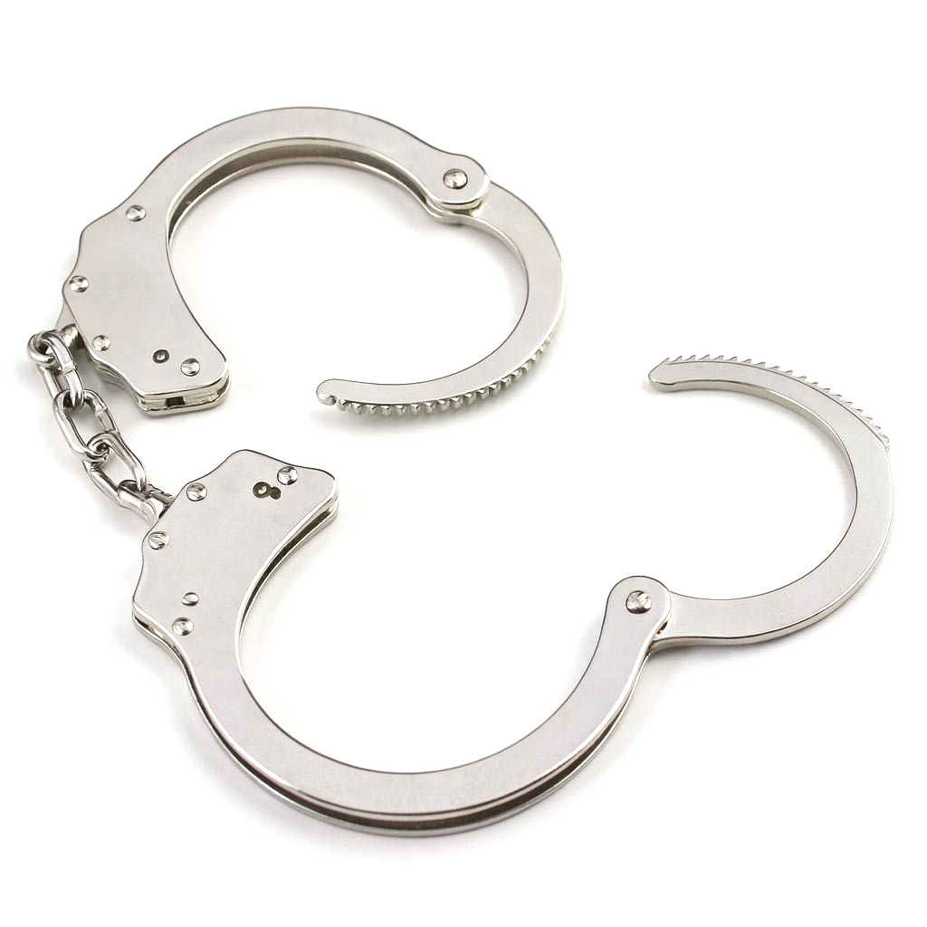 a Pair of open handcuffs