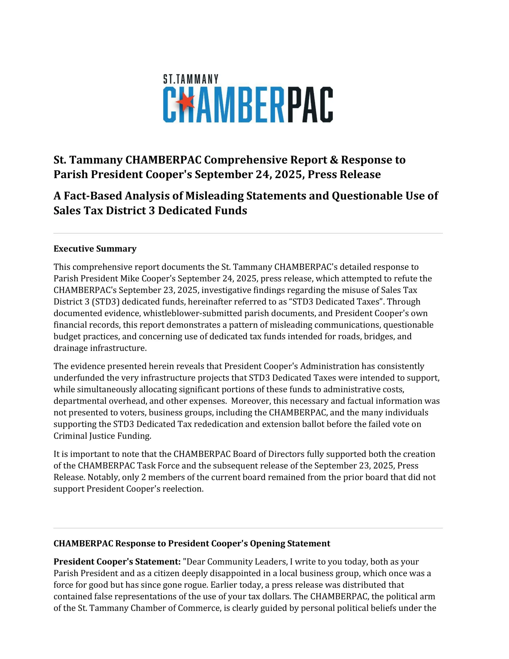 picture of St. Tammany Chamber PAC's Comprehensive Detailed STD3 Report